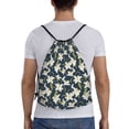 thumbnail image 2 of Kdxio Lilies Flowers Print Drawstring Backpack Bag,Waterproof Draw String Back Sack, Gym Drawstring Bags Swim Bag For Unisex, 2 of 9