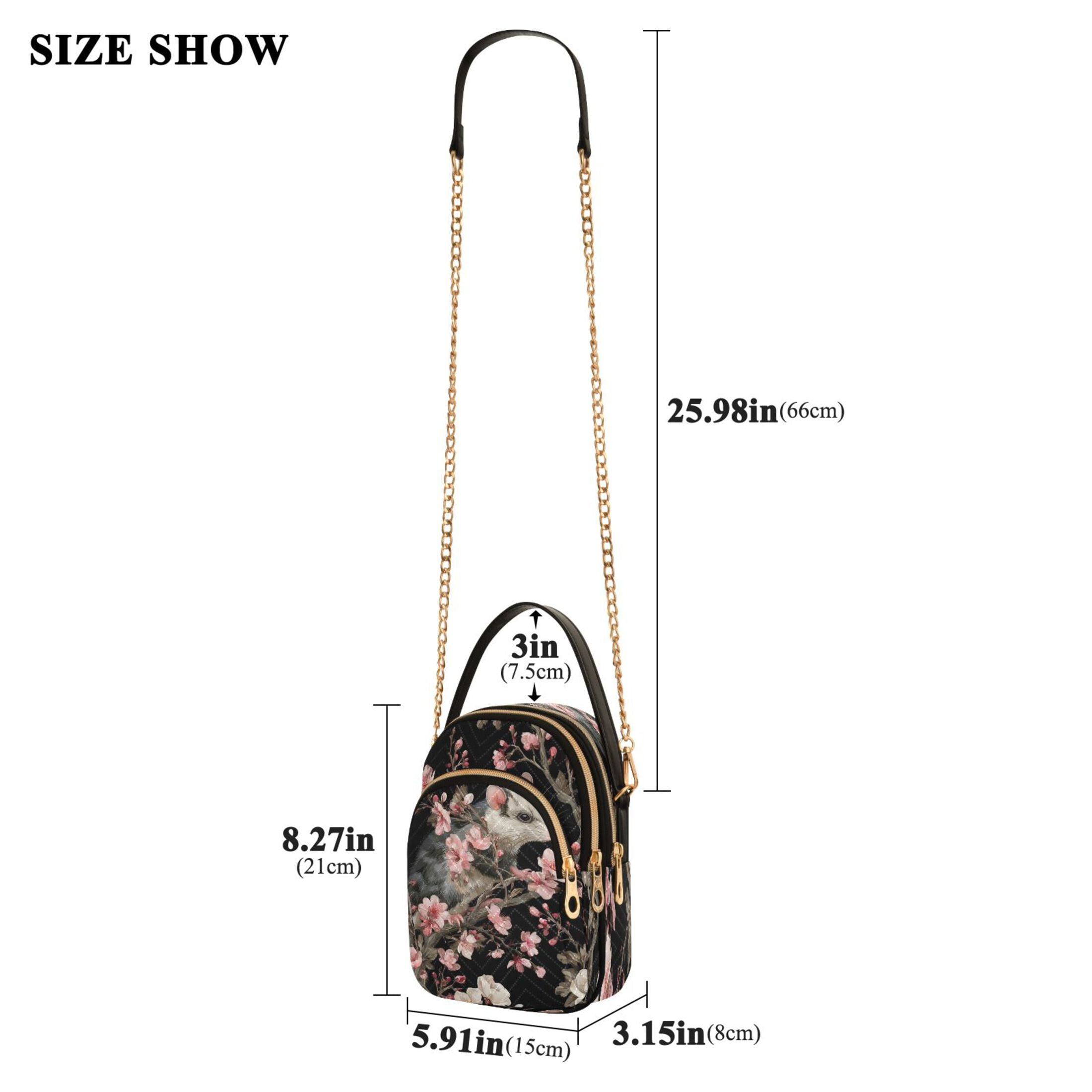 Quilted Women's Crossbody Bag Purses and Handbags with Detachable Leather Strap Watercolor Opossum Pattern