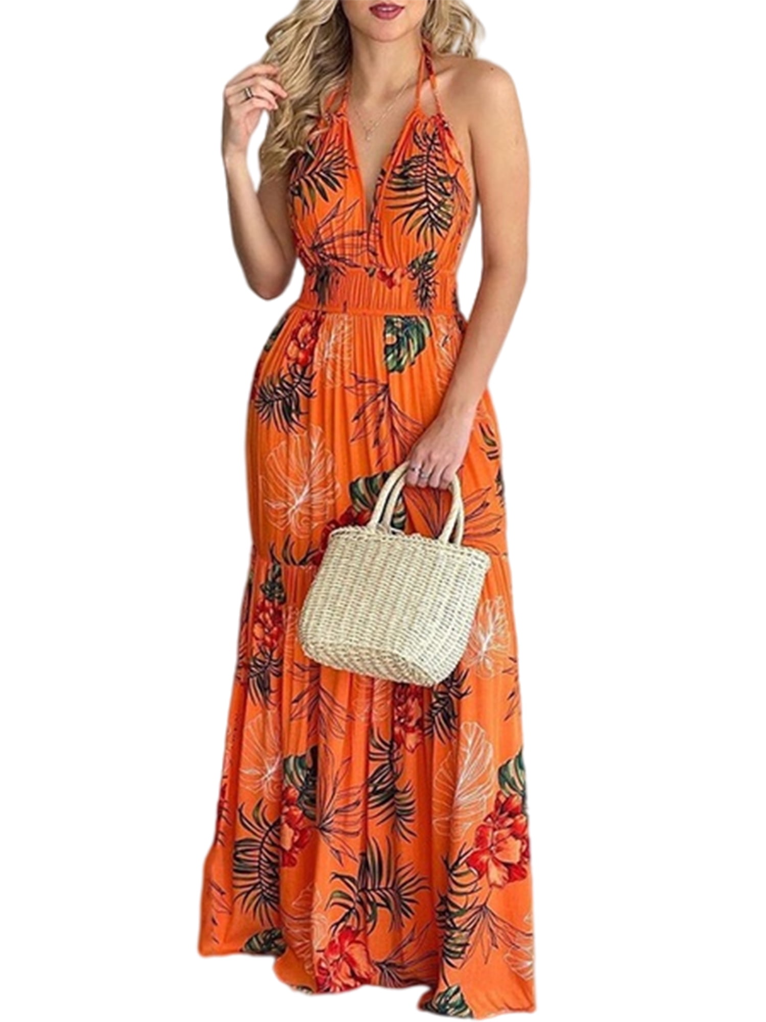 Floral Maxi Dress,holiday resort wear,Maternity Summer Beach Sleeveless 106