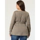 thumbnail image 5 of Blude talgrande pamujer con pade gallo, blusas de trabajo informales paoficina, top peplum marrón 3XL, 5 of 6