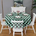 thumbnail image 2 of Black and Mint Green Checkerboard Pattern Round Tablecloth 60"x60",Wrinkle Wipeable Table Cloth for Kitchen Dining Room Picnic Patio Party, 2 of 6