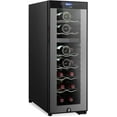 thumbnail image 1 of NutriChef PKCWCDS182 18 Bottle Fridge | Dual Zone Chiller | Adjustable Temperature 41°F to 64°F | Ultra Quiet Operation | Wine Cooler for Home, & Office | Free Standing 32x11x26 in (Black), 1 of 5