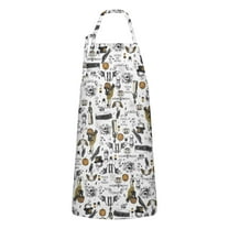 White Halloween Pumpkin Bat Apron-Garden Aprons for Women with Pockets-Cotton Linen Waterproof Kitchen Cooking Gardening Aprons Adjustable for Kitchen,Cooking,BBQ and Salon 32"x27"