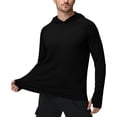 thumbnail image 2 of DDAPJ pyju Mens UPF 50+ Sun Hoodie Long Sleeve UV protection Fishing Shirts Hooded Lightweight Hiking Running Swim Rash Guard Black S, 2 of 6