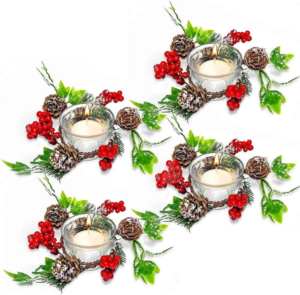 YAHHU Christmas Candle Holders Set for Tealight Votive Candle Indoor