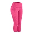 thumbnail image 7 of aohooy Womens Capri Yoga Pants with Pocket Summer Plus Size High Waist Skinny Gym Pant Shape Stretch Butt Lifting Quick Dry Tights Hot Pink,XXL, 7 of 7