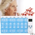 thumbnail image 3 of Recipiente para tabletas con temporizador de almacenamiento de medicamentos electrónicos Dispensador semanal de pastillas de 28 cuadrículas, 3 of 8