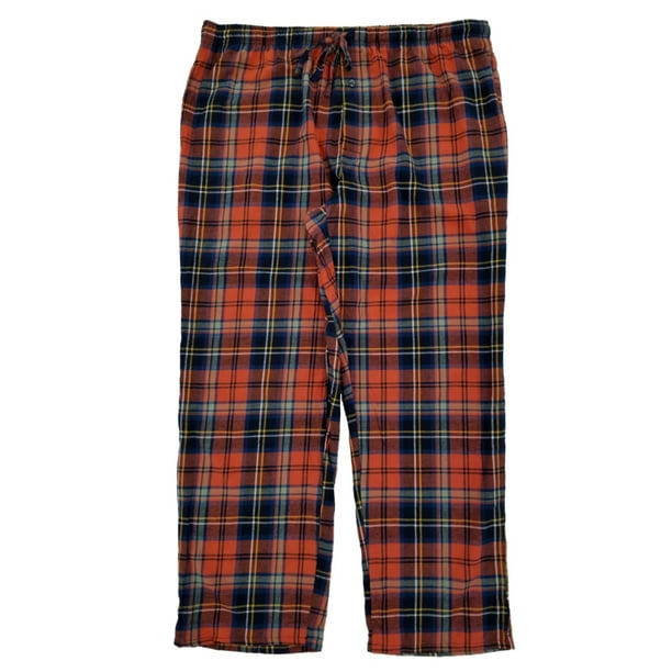 Stafford - Mens Orange Plaid Flannel Sleep Pants Lounge Pants Pajama ...