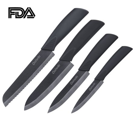 Coiwin Kitchen Cutlery Ceramic Knife Set with Sheaths Super Sharp and Rust Proof