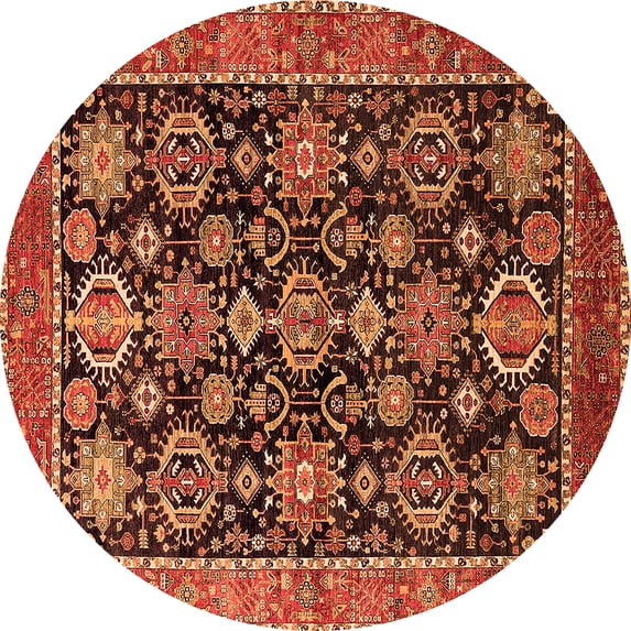 Ahgly Company Indoor Round Oriental Orange Industrial Area Rugs, 3' Round