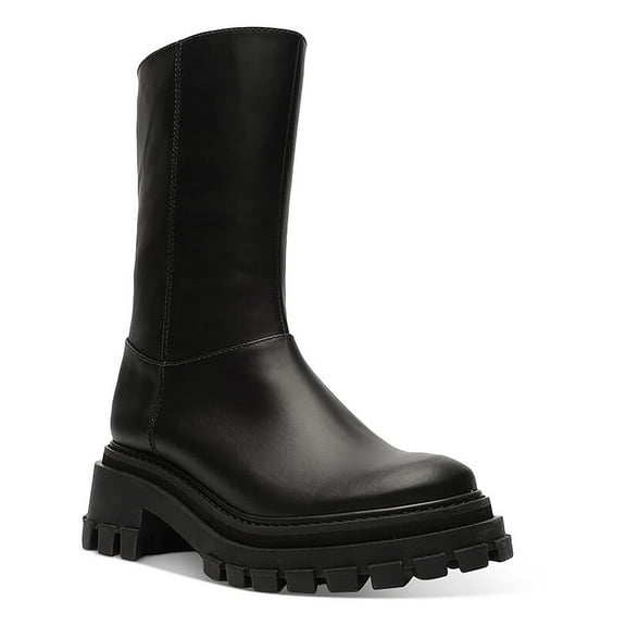 Schutz Womens Juany Leather Zipper Mid-Calf Boots