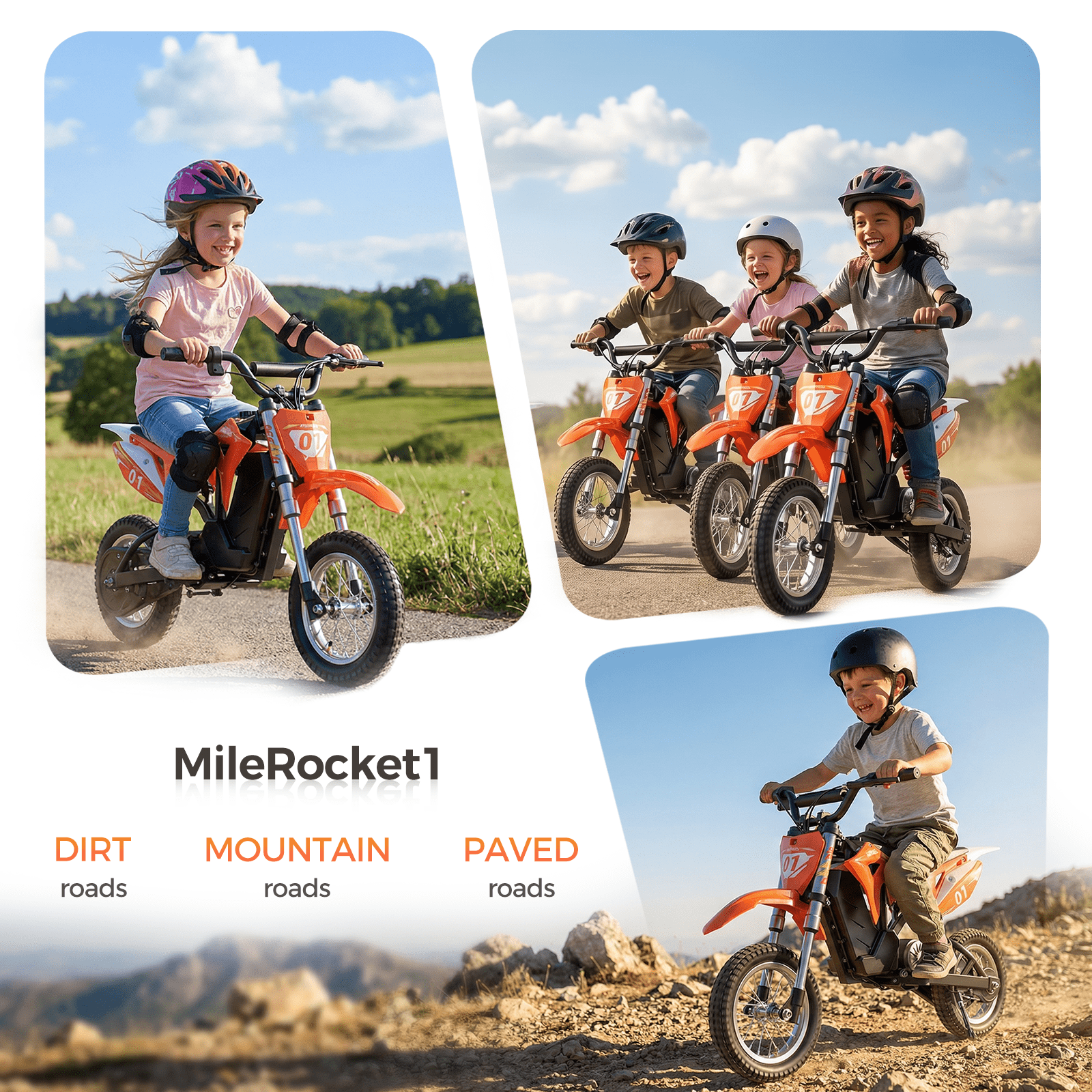 Kids Dirt Bike 36V 350W Electric Off-Road Motorcycle–15.5 mph Max & 11.2 Mile Range,3-Speed Ride-On for Ages 4-8