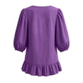 thumbnail image 4 of Neewe Womens Tops 3/4 Sleeve Shirts Plain Round Neck Loose Casual Ruffle Hem Blouses Trendy 2026, 4 of 8