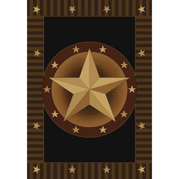 Designer Home Angles Area Rug 510-26776 Austin Onyx Texas Stars 5' 3" x 7' 6" Rectangle