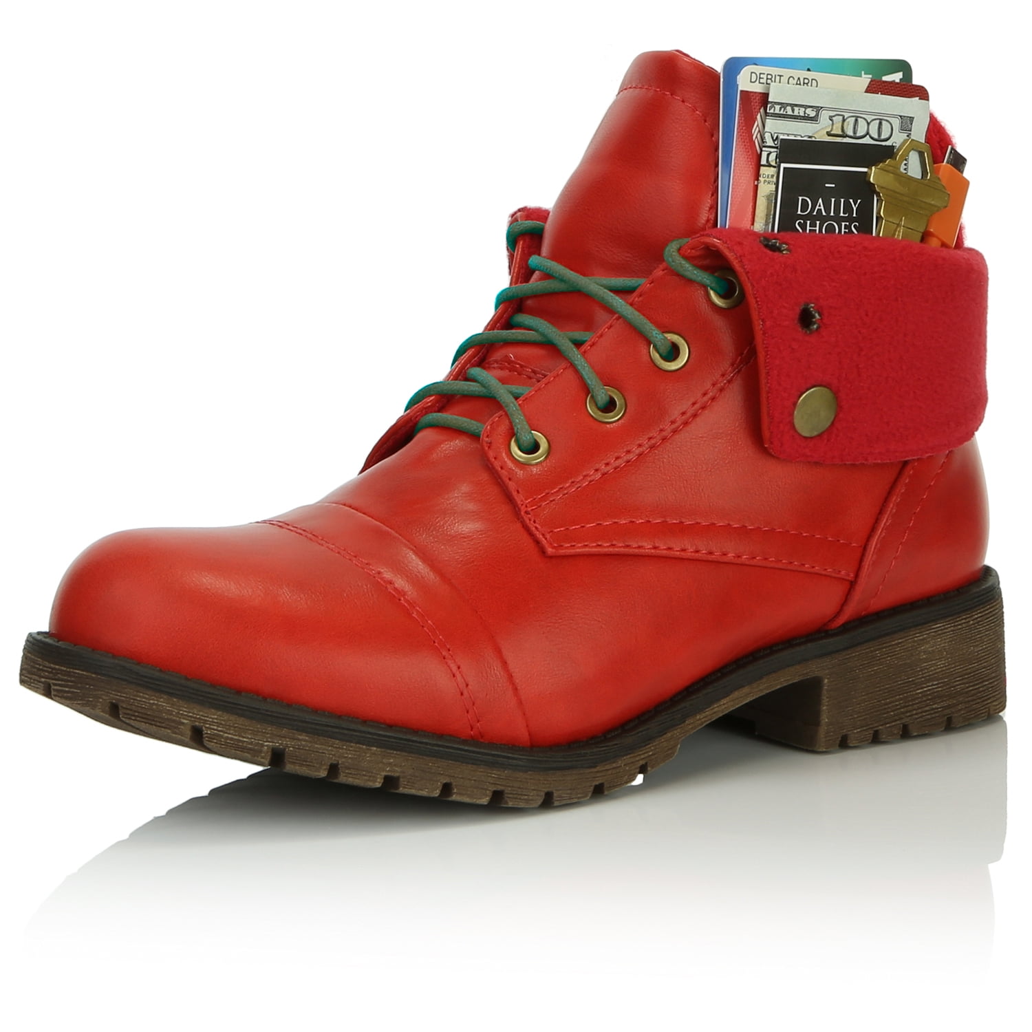 women's lace up square toe boots