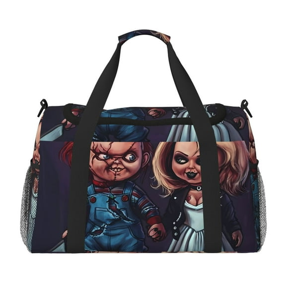 Saiise Chucky Print Travel Duffel Bag,Weekender Bags for Women Men with Shoe Compartment,Carry on Overnight Bag with Toiletry Bag