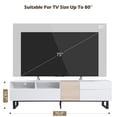thumbnail image 6 of Modern TV Stand for 80" TV, Entertainment Center with Drop Down Doors Design and Cable Management, Multi-Purpose TV Console Table with Concealed Storage and Adjustable Shelf for Living Room, White, 6 of 9