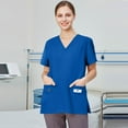 thumbnail image 5 of Garbnen Scrubs for Women V Neck Short Sleeve Nurse Working Uniforms Solid Women's Medical Scrub Tops with Pockets S-5xl, 5 of 5
