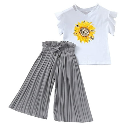 

NECHOLOGY Crop Top Outfits for Kids Toddler Kids Girls Clothing Sets Summer Sunflower T Shirt Tops Baby Girl Cardigan Set 121g778 Childrenscostume Grey 10 Years