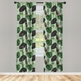 thumbnail image 2 of Ambesonne Tropical Curtains, Monsteras Calathea Ginkgo, Pair of 28"x63", Hunter Green Pale Rose, 2 of 4