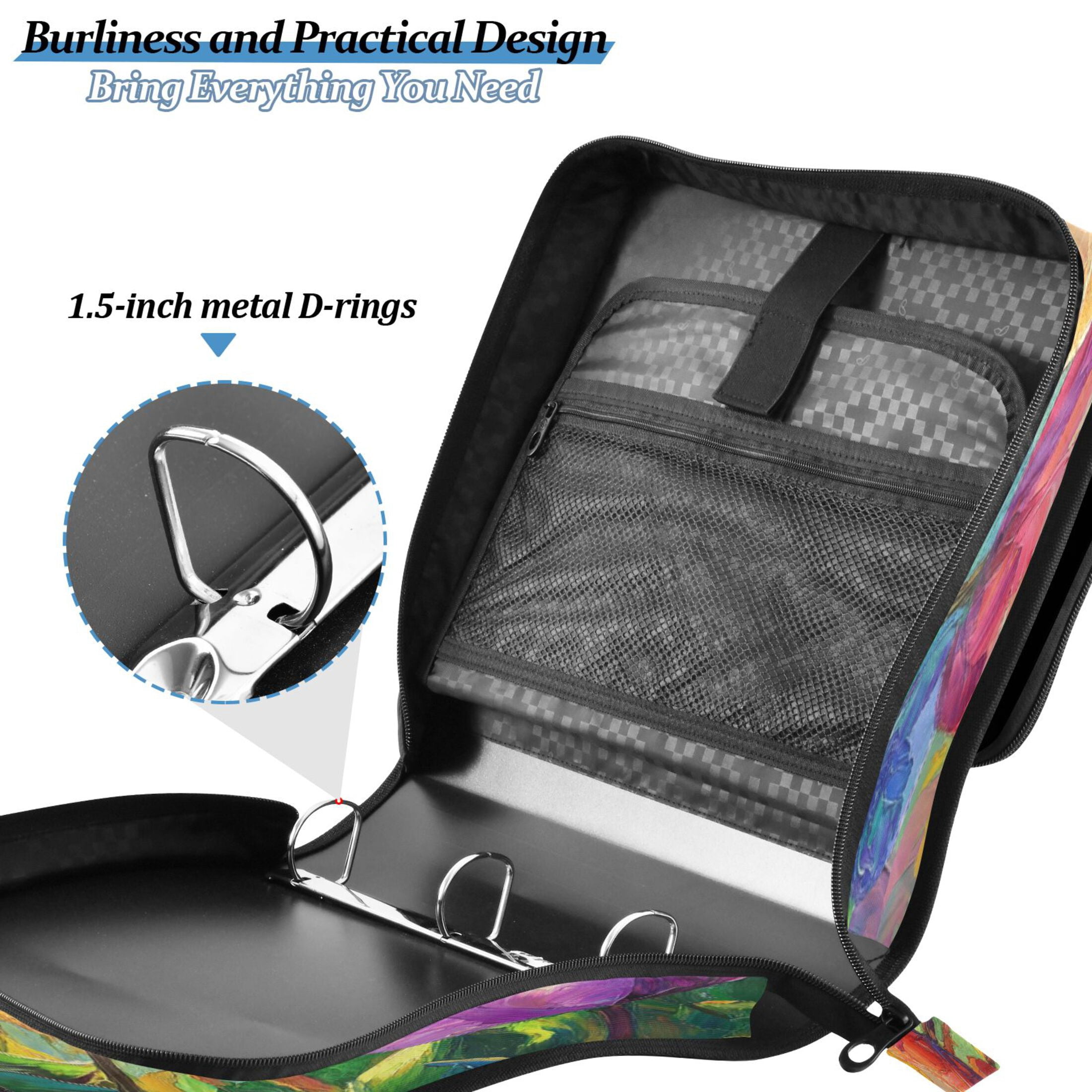 YAZAOO Zipper Binder trapper keeper Documents Organized Design Blossom & Berry Mosaic Printed