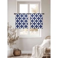 thumbnail image 3 of Retro Rhombus Sheer Curtains 54 Inch Length 2 Panels Set Window Treatments, Morocco Abstract Geometric Art Navy Blue Rod Pocket Semi Curtains for Living Room/Bedroom/Kitchen Décor, 104"W x 54"L, 3 of 7