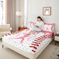 thumbnail image 3 of Erosebridal Pink Dripping Baseball Stitch & Batter Silhouette Graphic Full Size Sheets 4-Piece, Baseball Graphic Bed Sheets for Girls Kids,Lightweight Room Decor, 3 of 5