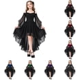 thumbnail image 4 of Gaexia Girls Gothic Vampire Halloween Dress, Black High-Low Chiffon Dress-Up Outfit for Kids, Lightweight Chiffon, for Halloween Trick-or-Treat, 4 of 7