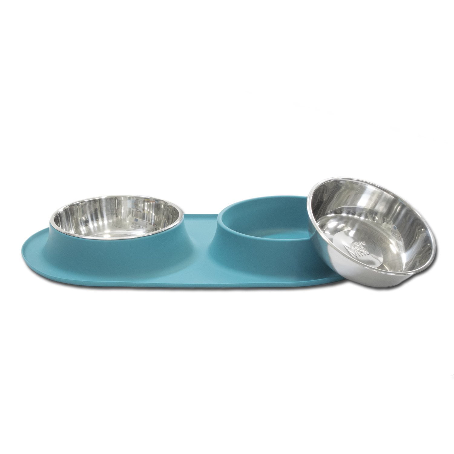Messy Mutts Stainless Steel Double Dog Feeder with Non-Slip Silicone Base 