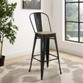 thumbnail image 2 of Industrial Country Cottage Farm Beach House Bar Pub and Dining Kitchen Bar Side Stool Chair, Metal Steel Wood, Black, 2 of 5