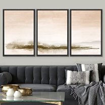 PixonSign Framed Wall Art Set Watercolor Island Mountain Lake Landscape Nature Wilderness Abstract Modern Art Print Decoration Scenic Rustic for Living Room, Bedroom, Office - 16"x24"x3 Black