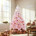 thumbnail image 3 of Costway 7 FT Artificial Christmas Tree with 350 Warm White LED Lights, 8 Lighting Modes & Folding Metal Stand White & Pink, 3 of 10