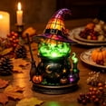 thumbnail image 5 of Witch Hat Cauldron Night Light, 11.81 x 7.09 x 1.97 In Warm LED Halloween Decor for Table Shelf Indoor Party and Holiday Gifts, 5 of 9