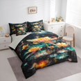 thumbnail image 3 of Manfei Country Lotus Leaf 7-Piece Twin Bedding Sets,Rustic Plant Bedding Comforter Set,Lake Botanical Floral Sheet Sets For Girls Teens,Super Cozy Room Decor Reversible, 3 of 8
