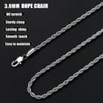 thumbnail image 5 of 3mm Rope Chain Necklace for Men, Silver Tone Mens Chain Necklace, Stainless Steel Necklace Chain for Men Women, 5 of 11