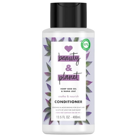 Love Beauty & Planet , Hemp Seed Oil and Nana Leaf, Hair Conditioner Vegan, Paraben-free, Silicone-free, Cruelty-free for Dry Scalp, 13.5 oz