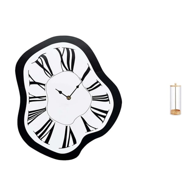 Reloj De Pared Acrílico De Lujo Con Efecto Fundido, Organizador De Pajitas Transparente, Diseño Creativo Y Distorsionado, Y Soporte Para Pajitas Reutilizables, Ideal Para Bares Y Tiendas.