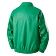 thumbnail image 3 of Mens Motorcycle Bomber Jackets Faux Leather Vintage Racing Collared Coats Windbreaker Long Sleeve Zipper Biker Jacket Green, 4XL, 3 of 3