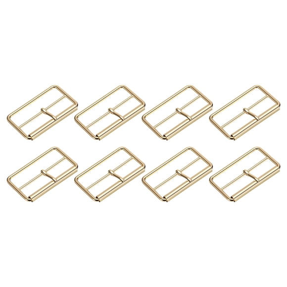 8Pack Hebillas de Rodillo Metálicas, 50mm (2") Triglides Deslizadores de Barra Móvil Ajustador Rectangular (Tono Dorado)