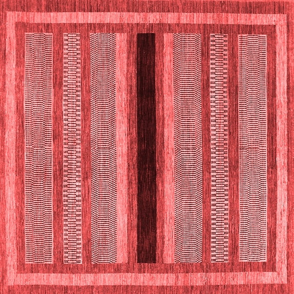 Ahgly Company Indoor Square Abstract Red Contemporary Area Rugs, 8' Square