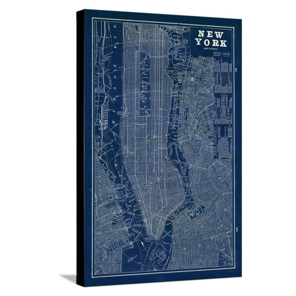 Art.com Blueprint Map New York Stretched Canvas Print Wall Art by Sue Schlabach, 16" x 24"