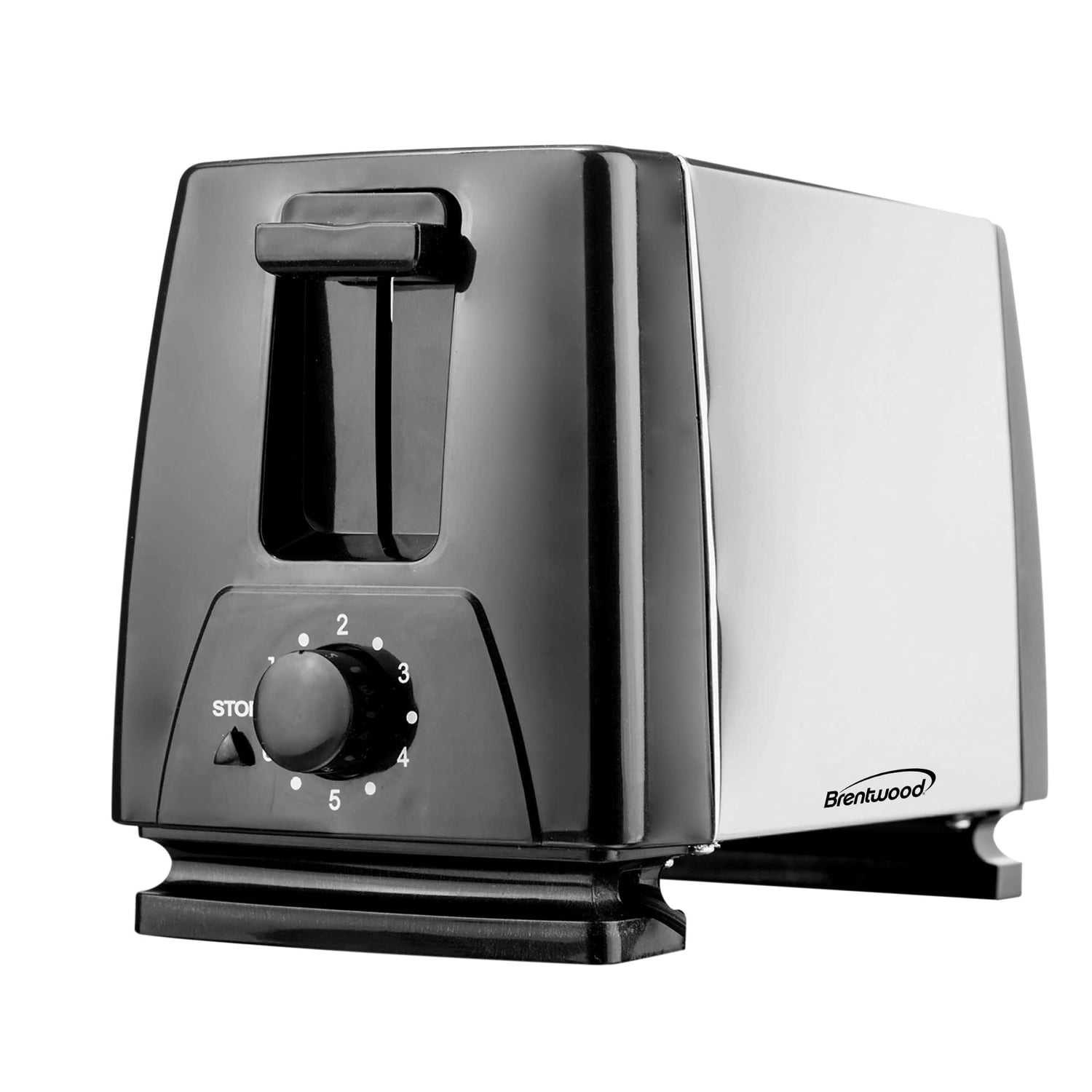 Brentwood 2-Slice Toaster, Black/Silver, Extra-Wide Slots
