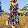 thumbnail image 2 of Watercolor Garden Nasturtiums. Dark Floral Pattern Sleeveless Dress cute dress women's summer jumpsuit, 2 of 6