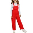thumbnail image 6 of Breezora Girls Sleeveless Jumpsuit Playtime Overalls with Pockets Straight Leg Design for School Playground and Casual Outfit 140 Size Red, 6 of 8