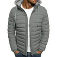 thumbnail image 1 of ITFABS Men Winter Down Jacket, Solid Color Hooded Long Sleeve Zip-Up Outer, 1 of 6