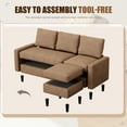 thumbnail image 4 of Carpet Convertible L Shaped Sleeper Sectional Sofa Couch 3 Seat Sofa with Reversible Chaise for Living Room Apartment and Small Space, Brown, 4 of 7