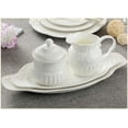 thumbnail image 4 of Relief White Ceramic Creamer and Sugar Bowl Set Coffee Serving Set Cream Pitcher, 4 of 8