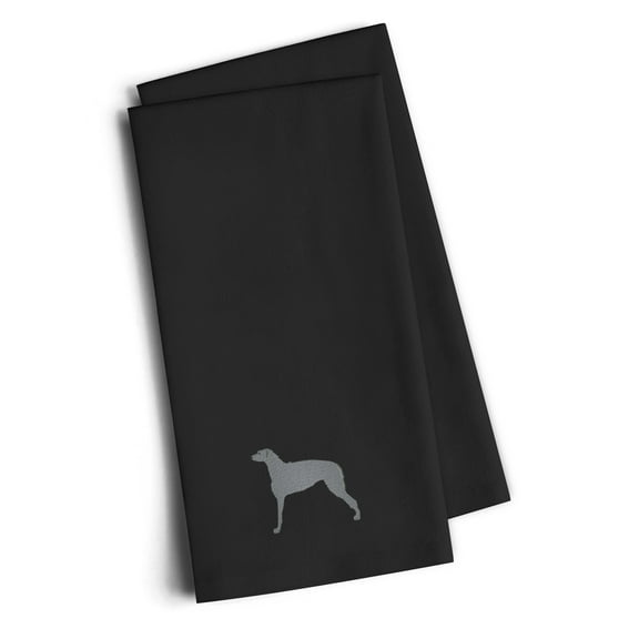 Scottish Deerhound Black Embroidered Towel Set of 2