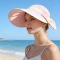 thumbnail image 7 of UPF 50+ Wide Brim Sun Hat for Women, UV Protection Summer Outdoor Beach Cap with Bow, Pink, 7 of 7