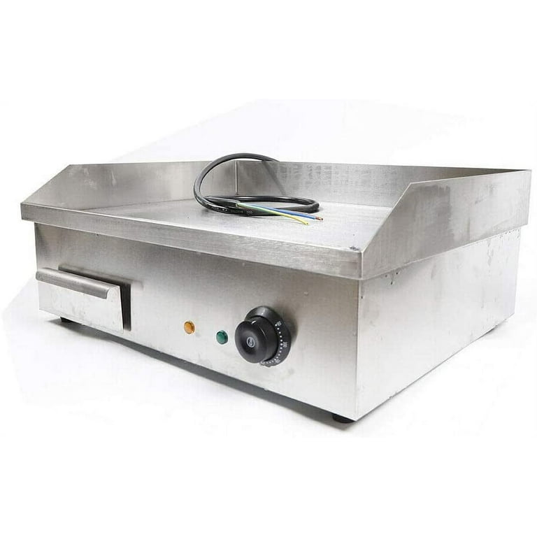 BENTISM 14 Electric Countertop Flat Top Griddle 110V 1500W Non-Stick  Teppanyaki Grill Stainless Steel, Silver